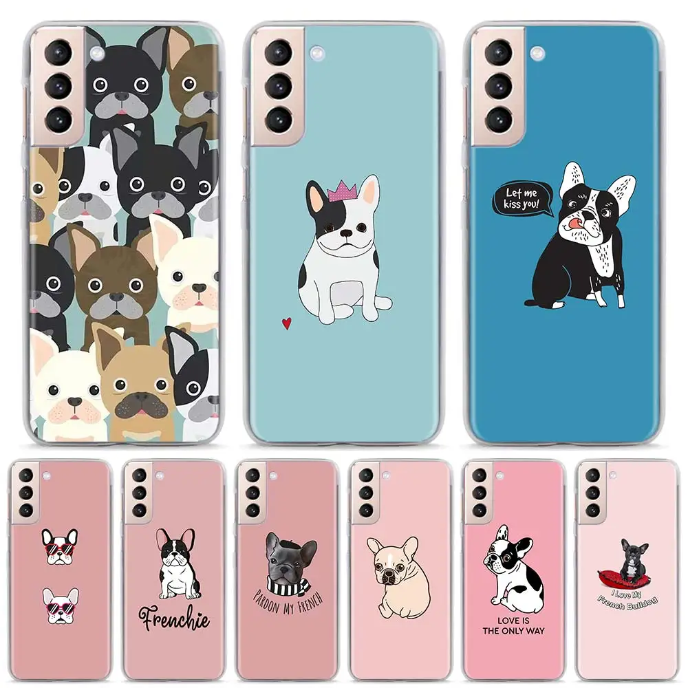 

French Bulldog Phone Case For Samsung Galaxy S21 Ultra S20 FE 5G 8 9 10 Plus S20 Plus S20 Ultra Hard PC Back Cover Coque Capa