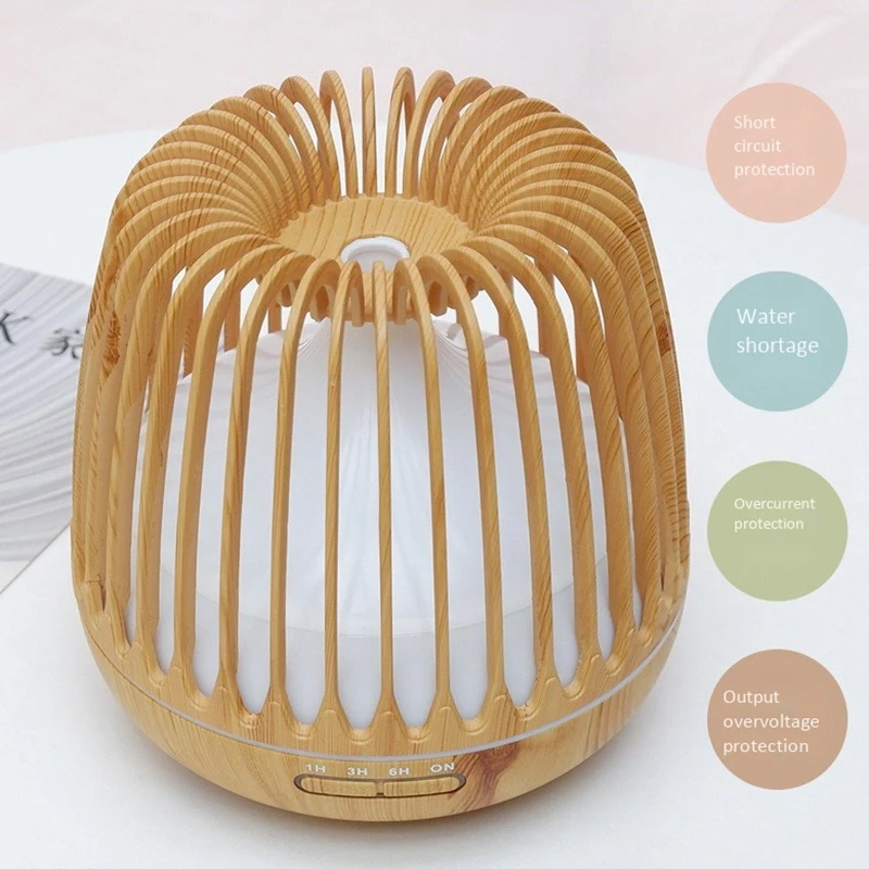 500ML Aroma Essential Oil Diffuser Ultrasonic Air Humidifier Wood Grain 7 Color Changing LED Lights Cool Mist for Home | Бытовая