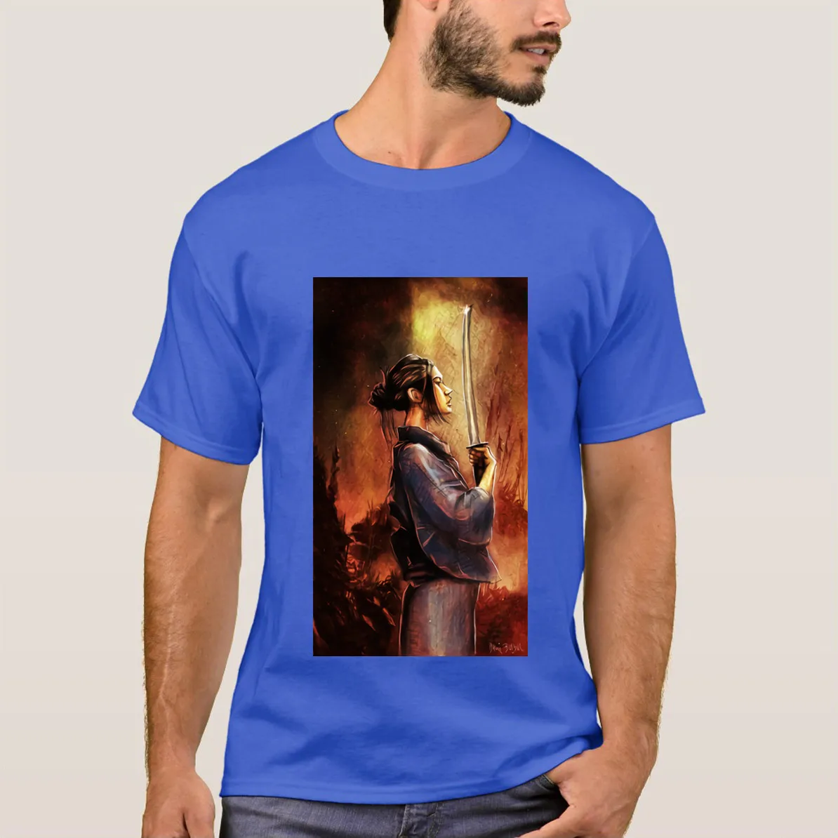 

2020 Summer New Japanese Ronin Samurai Girl Sketch Logo 100% Cotton Streetwear Tee Shirt Homme Tops Tees S-4XL
