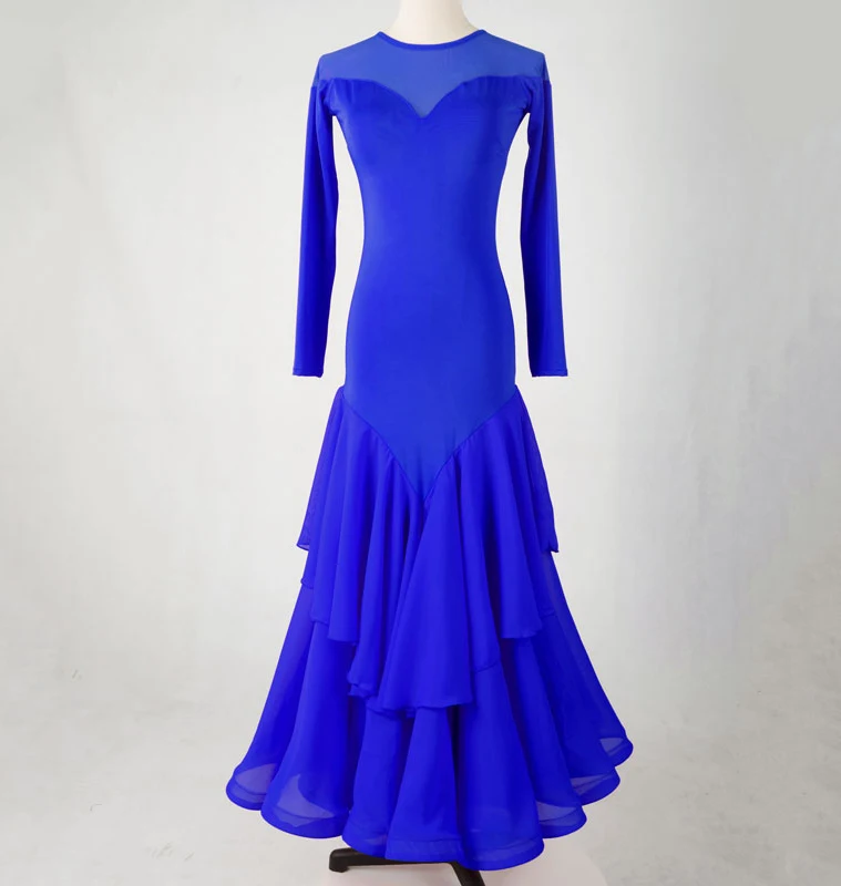 

Платье для бальных танцев для взрослых, элегантная юбка с рукавами-сеткой для вальса, стандартный бальный танец, платье для женщин, 2021