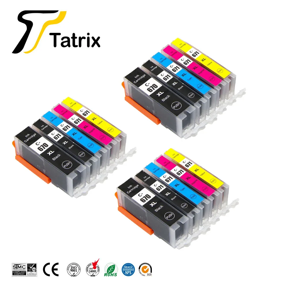 Tatrix PGI670 CLI671 FOR CANON 670 671 compatible ink cartridge full ink for canon PIXMA MG5760 MG6860 TS6060 TS5060 pr