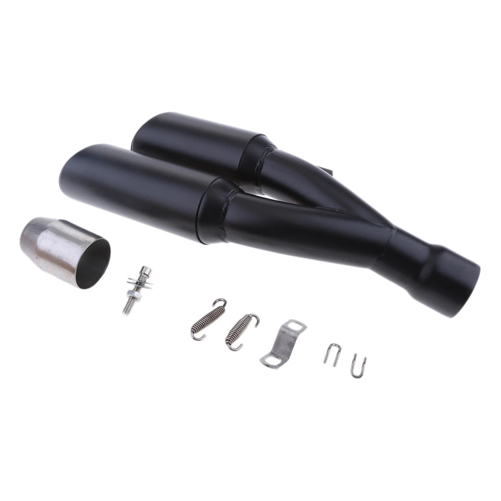 36-51mm Black Double Dual Outlet Exhaust Muffler Pipe GP Motorcycle Silencer | Mufflers