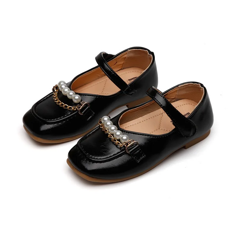 

2021 Summer Kids Girl Shoes Casuals Hook&Loop Solid Shallow String Bead Fashion Sweet Flat Heels Non-slip Flats