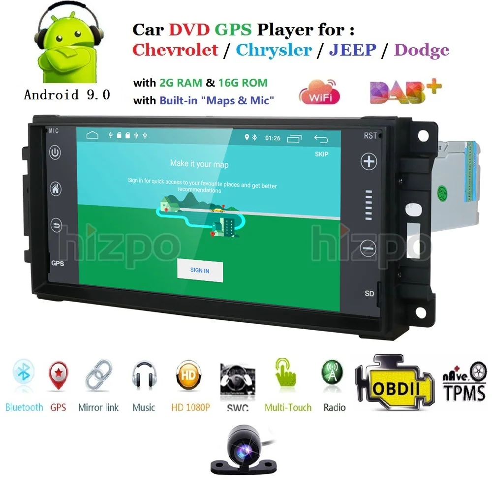 2G + 16G хизпо автомобильный стерео GPS плеер для Dodge Ram Challenger Jeep Wrangler JK головное
