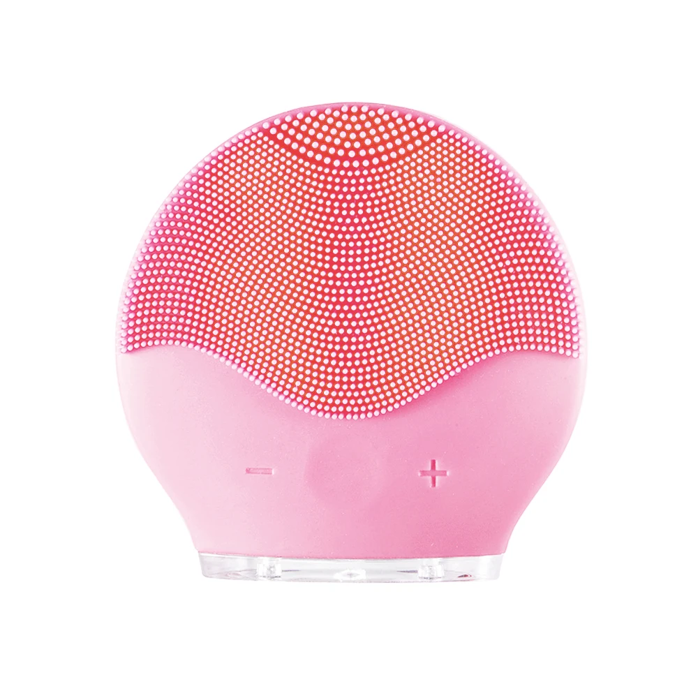 light pink Электрическая вибрационная щетка для очищения лица, удаление черных точек, очищающее средство для пор, водонепроницаемый силиконовый массажер для лица - Цвет: light pink