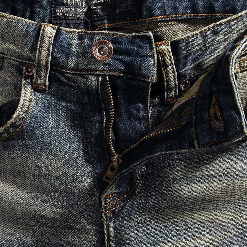 Newly Vintage Fashion Men Jeans High Quality Elastic Slim Fit Ripped Jeans Men Retro Distressed Wash Designer Casual Denim Pants