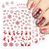 nail stickers ins classic red series nail art christmas slider wraps snowflake elk santa adhesive flame sticker red gold manicur