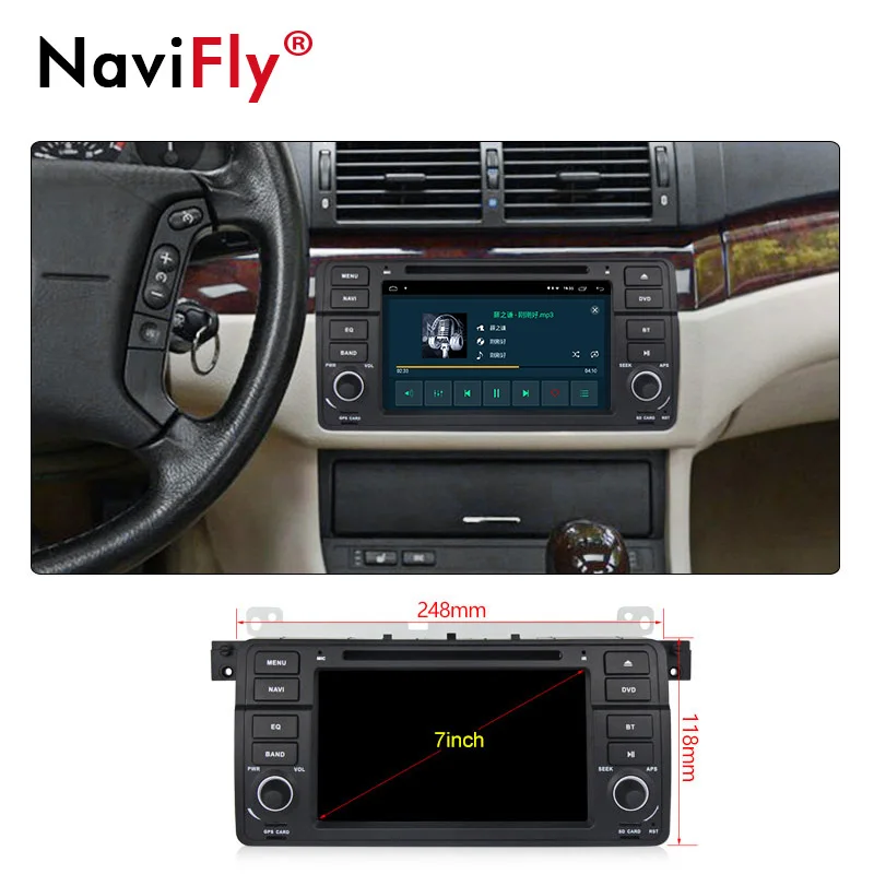 Navifly Android10.0 4G WIFI 32G ROM 2G RAM Автомобильный мультимедийный плеер для BMW/E46/M3/Rover/3 серии
