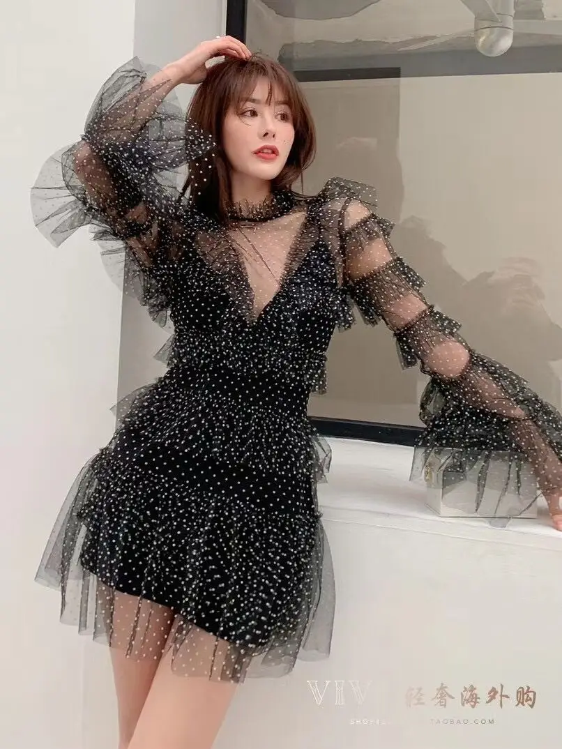 

Sexyboutique High Quality 2020 New Summer Dot Mini Lace Dress Holiday Beach Women Dress Vocation Style Female Dress