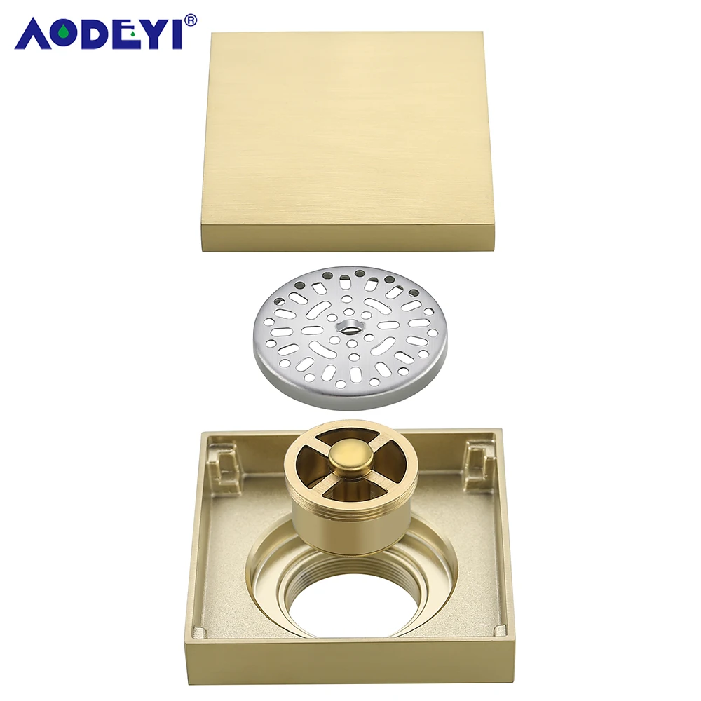 Латунная плитка вставка квадратный пол отходы решетки Ванная комната Душ слив