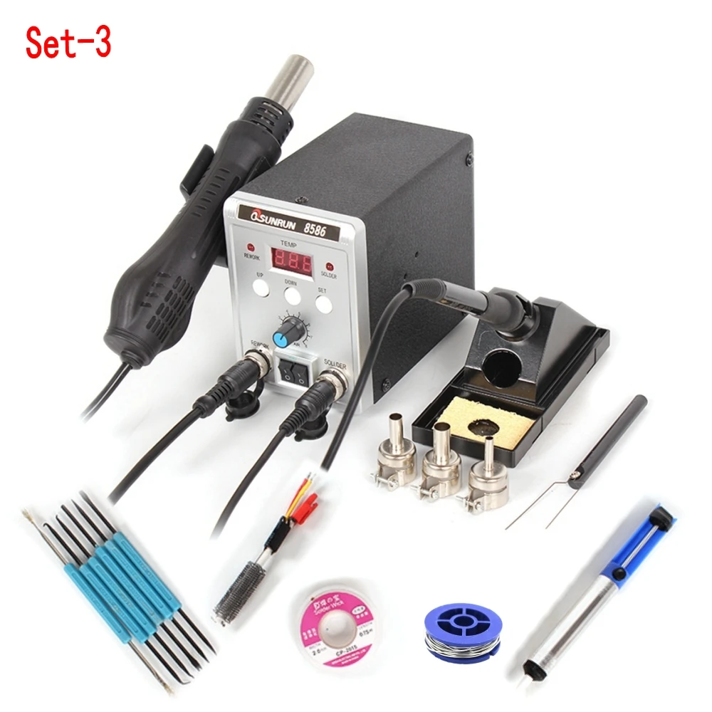 2-в-1 8586 SMD паяльная станция, цифровой Дисплей 8586D BGA паяльная станция Электрический паяльник+ горячий воздух пистолет
