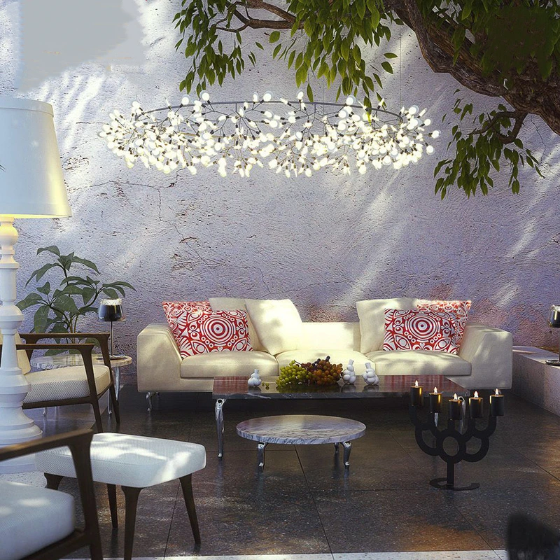 Nordic Нидерланды дизайнерские белый лист объектив Современные Люстры светлячки