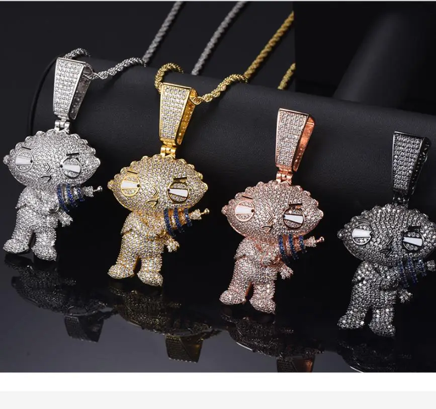 

2021 Cartoon Figure Pendant Tennis With Chain New Arrival top Zircon Mens Necklace Fashion Hiphop Jewelry Gifts