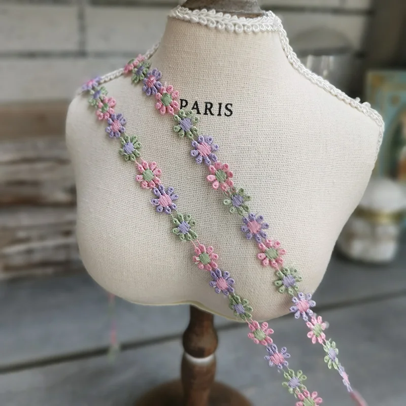 

10 Meters 1cm wide Daisy Flower Lace Fabric High Quality Floral Venise Lace Trim for Wedding Bridal Garment Decoration 1cm