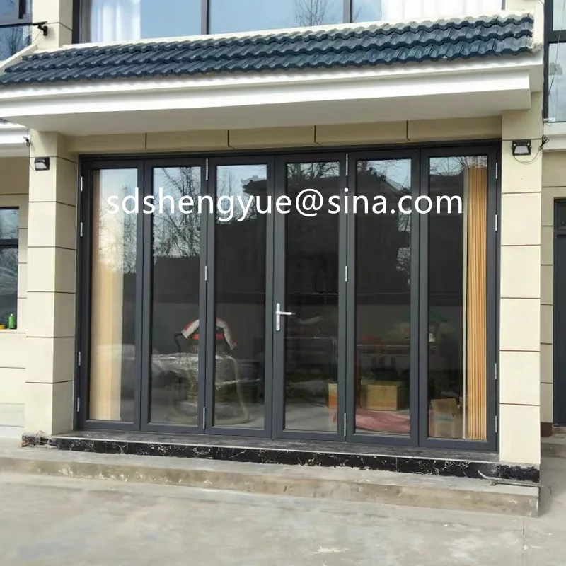 Новые двери Би Foiding ниже защелка двойное стеклянное алюминиевое Противоугонная