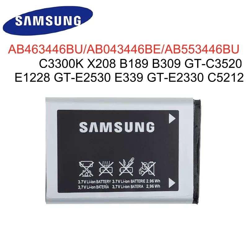 AB463446BU Оригинальный аккумулятор для Samsung C3300K X208 B189 B309 GT C3520 E1228 E2530 E339 E2330 C5212 AB043446BE