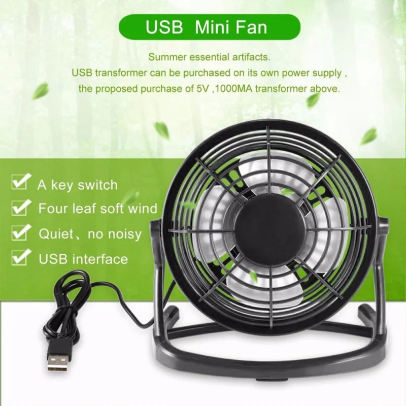 

Handheld Mini Portable USB Fan Desk Cooling Fan 4 Blades Round Home Office Computer Fan Business Gift summer supplies