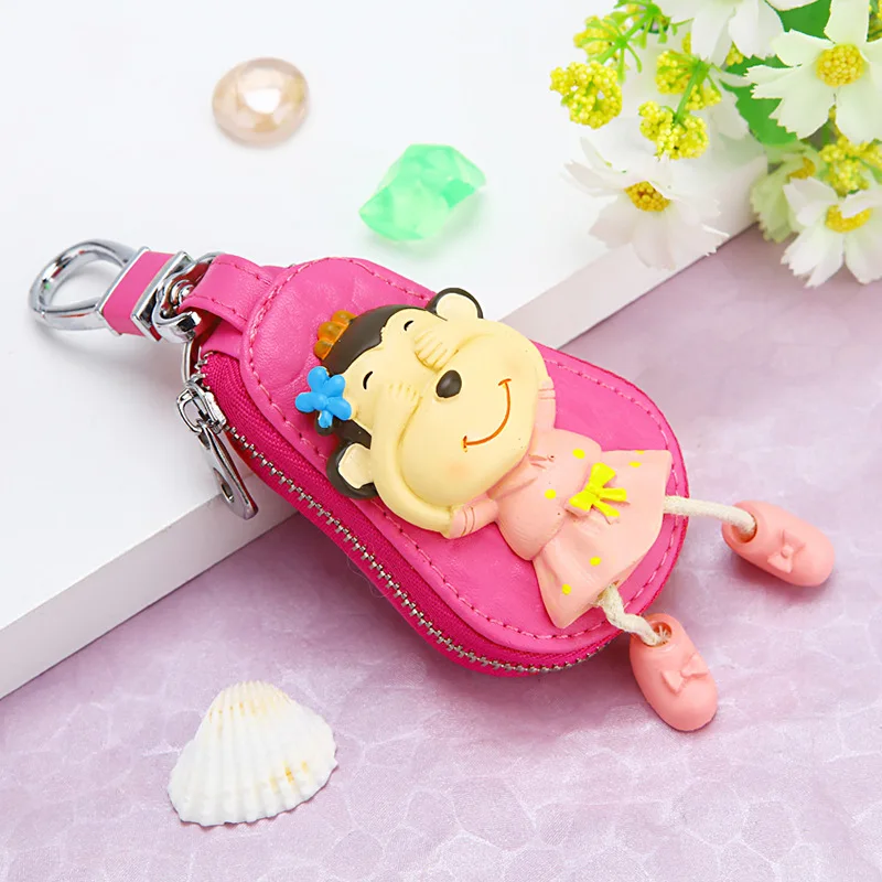 Style44 Милый мультяшный брелок Hello Kitty, модный кожаный кошелек на молнии, брелок для женщин и девочек, брелок для ключей, автомобильный Шарм, ювелирное изделие, подарок - Цвет: Style44