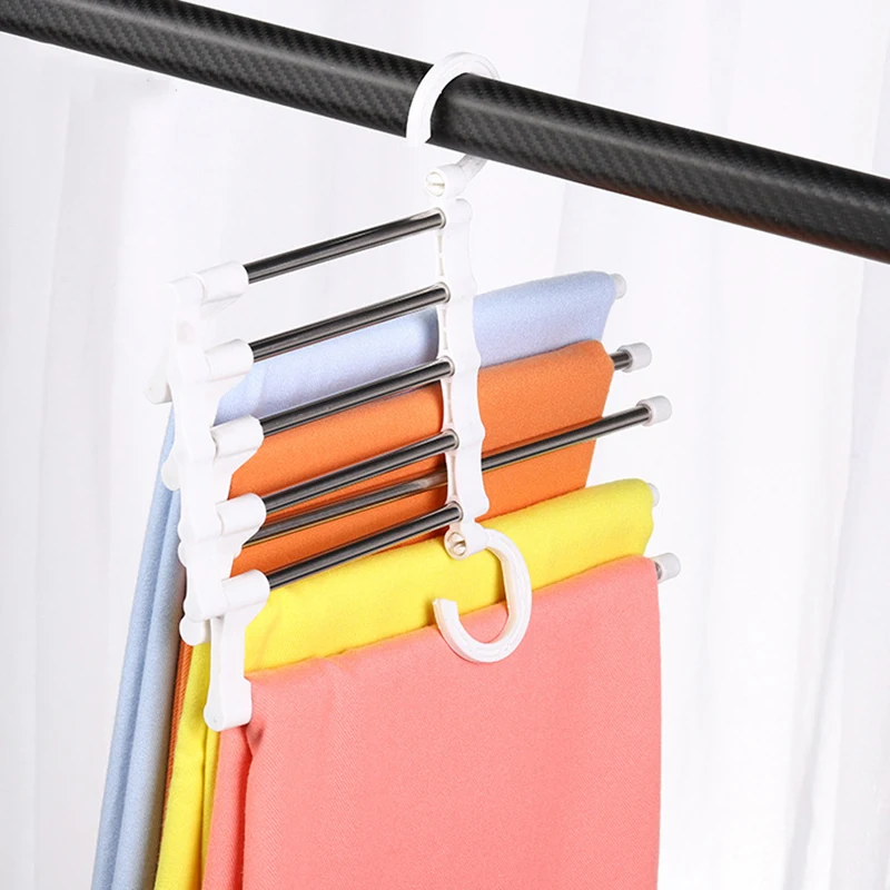 Pants Rack 5 in 1 Pant Storage Stainless Steel Clothes Hanger Multi-functional Wardrobe Magic Clothing Scarf | Дом и сад