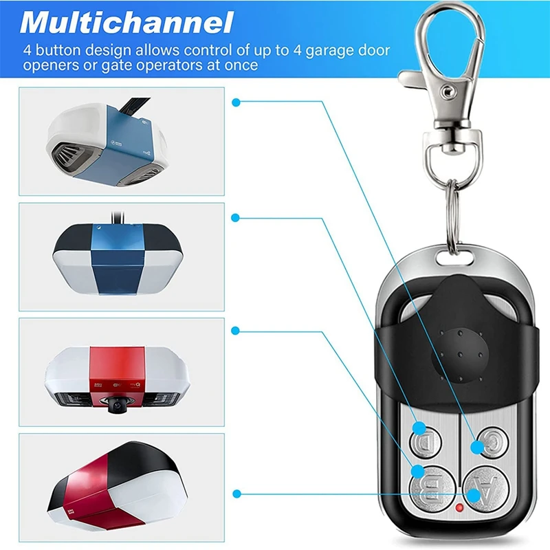 2PCS Garage Door Opener Remote Universal 4-Button with Keychain for 5 Colors Learn Button | Электроника