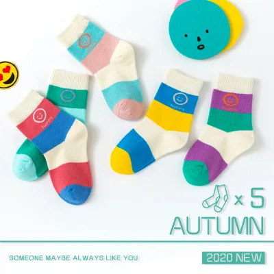 Calcetines gruesos de algod&oacute;n para ni&ntilde;os y ni&ntilde;as, medias de tubo, 5 pares, Oto&ntilde;o e Invierno-2
