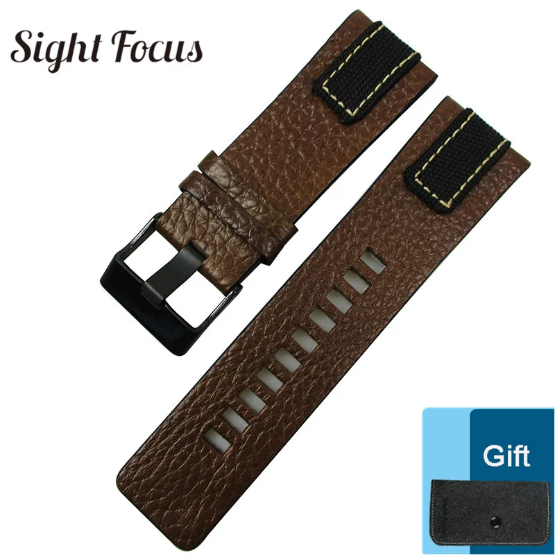 

24mm 26mm 28mm Durable Watchband for pam Seiko Diesel DZ4318 DZ4345 Watch Strap Leather Wrist Strap Military Bracelet Belt Brown