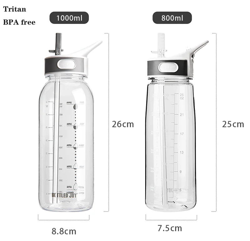 Спортивная бутылка для воды дорожная портативная с соломинкой вместительный