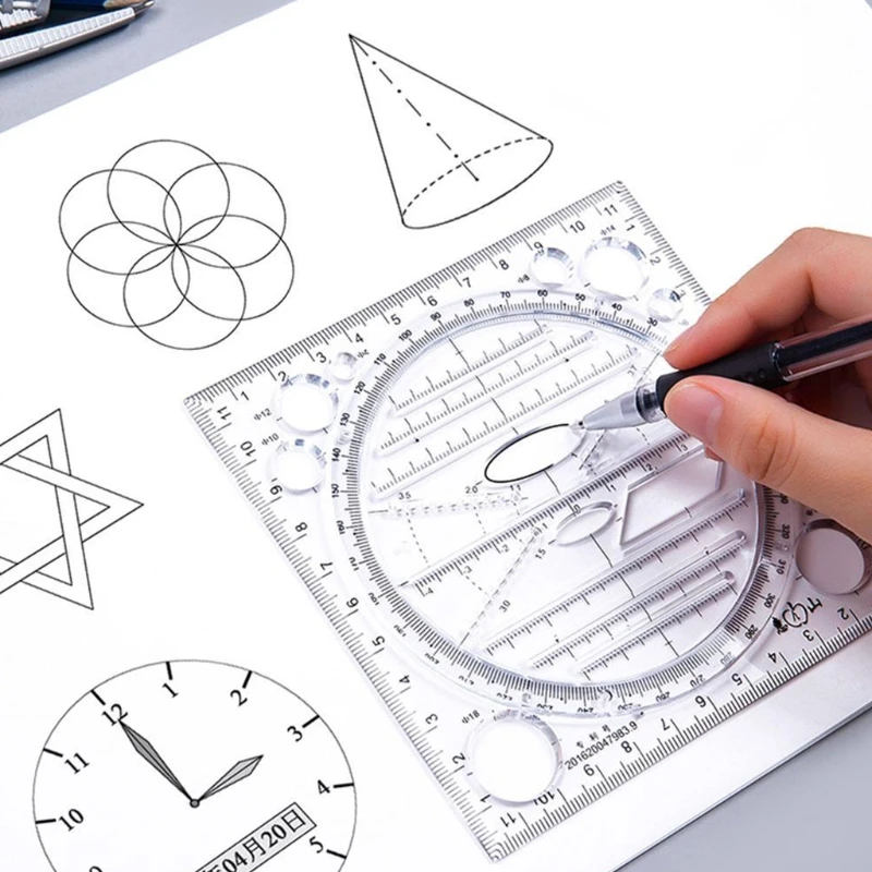 

Multifunction Art Design Drawing Ruler, Stereo Geometry Ellipse Template Ruler