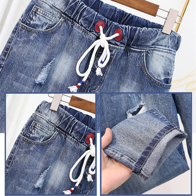 

Boyfriend Jeans For Women Ripped Hole High Waist Jeans Femme Vintage Harem Pants Casual Streetwear Plus Size Mom Jeans 4XL K576