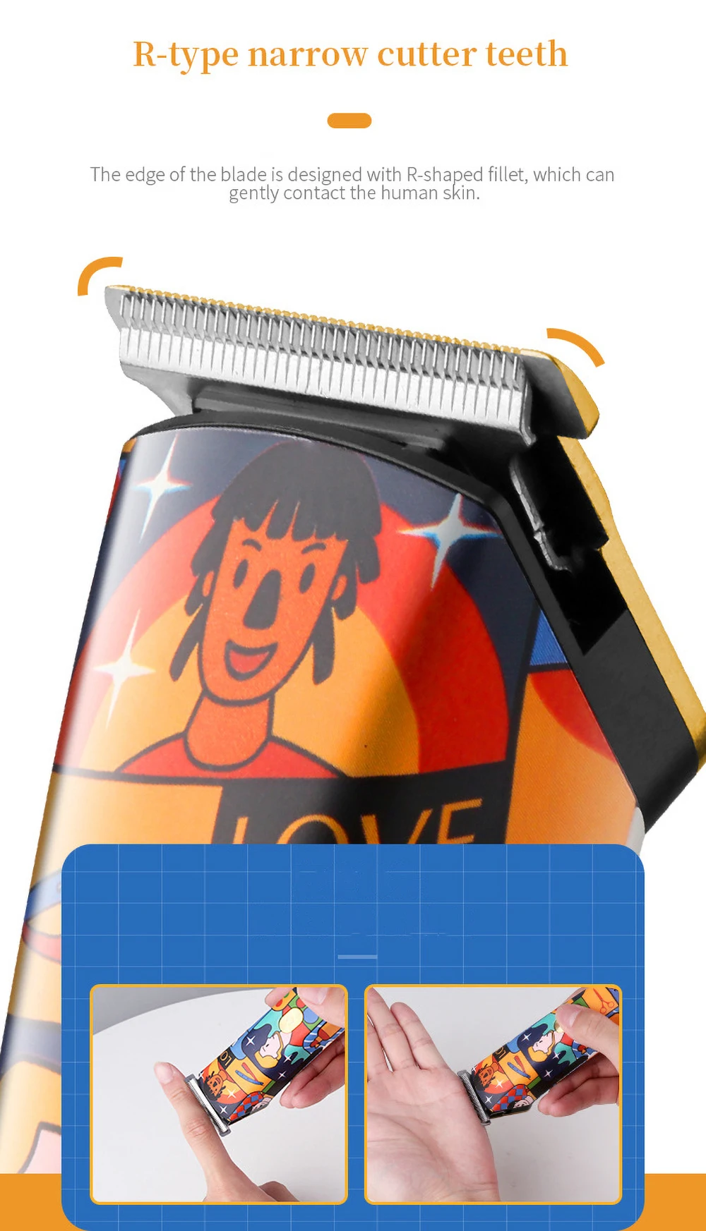 Kemei Новый Личность граффити электромашинка для стрижки волос профессиональная