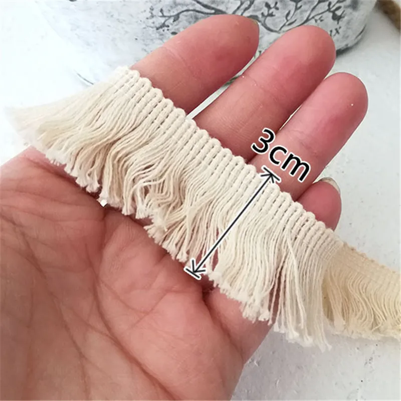 1 м бежевое высококачественное хлопковое кружевное платье с бахромой ручной