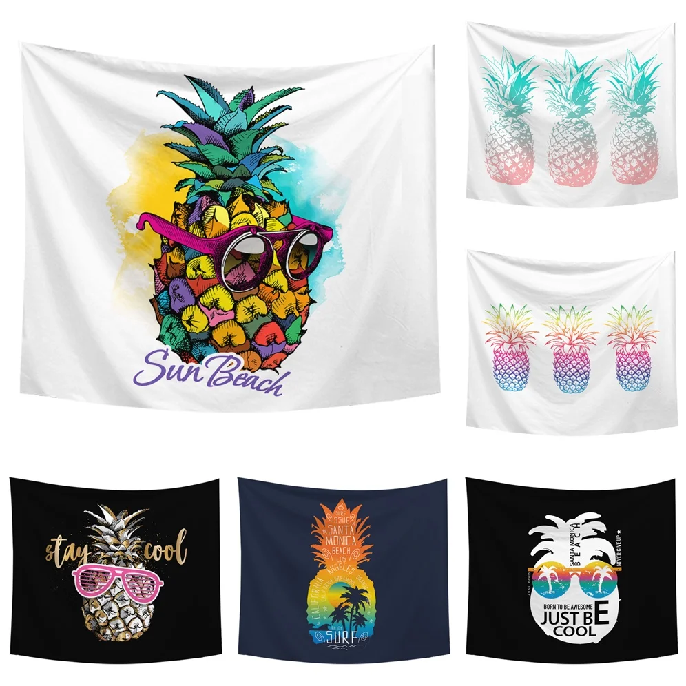 

Colourful Tropical Fruit Pineapple Tapestry Wall Hanging Summer Sun Beach Wall Cloth Fabric Blanket Dorm Art Home Decor White