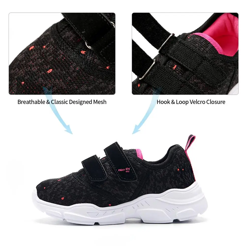 

EIGHT KM Boys and Girls Toddler/Little/Big Kid Lightweight Breathable Colorful Dotted Suede Velcro Sneakers School Casual Shoes