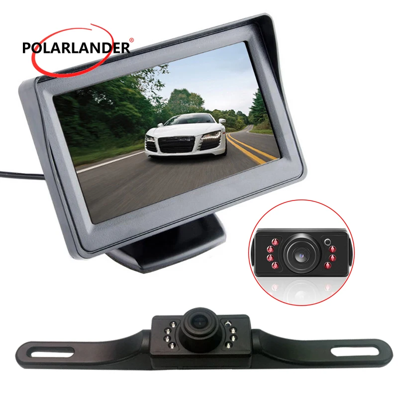 

Car Monitor High Resolution 4.3 Inch Color TFT LCD Folding Car Parking Assistance Monitors +7 LED Night Vision Camera DC12V