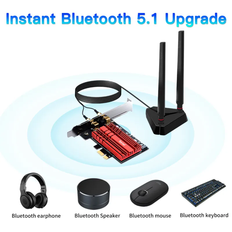 Wi-Fi адаптер Wifi6 3000 Мбит/с Беспроводной 2 4G/5 ГГц 802.11ac/ax Bluetooth 5 1 AX200NGW карта для ПК и
