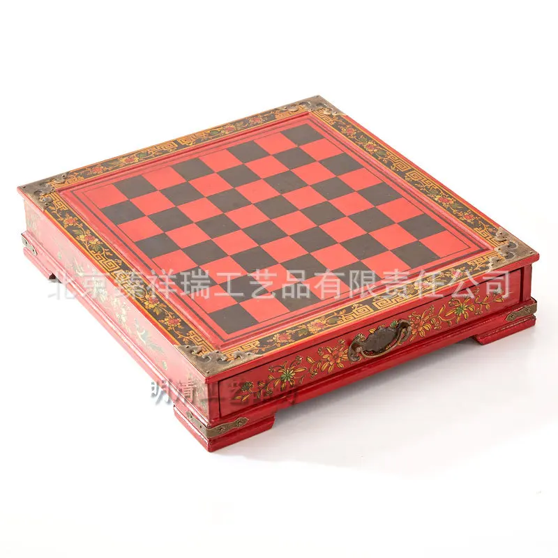 

Antique chess, terracotta warriors and horses, chess three-dimensional figures, chess antique wooden chess board