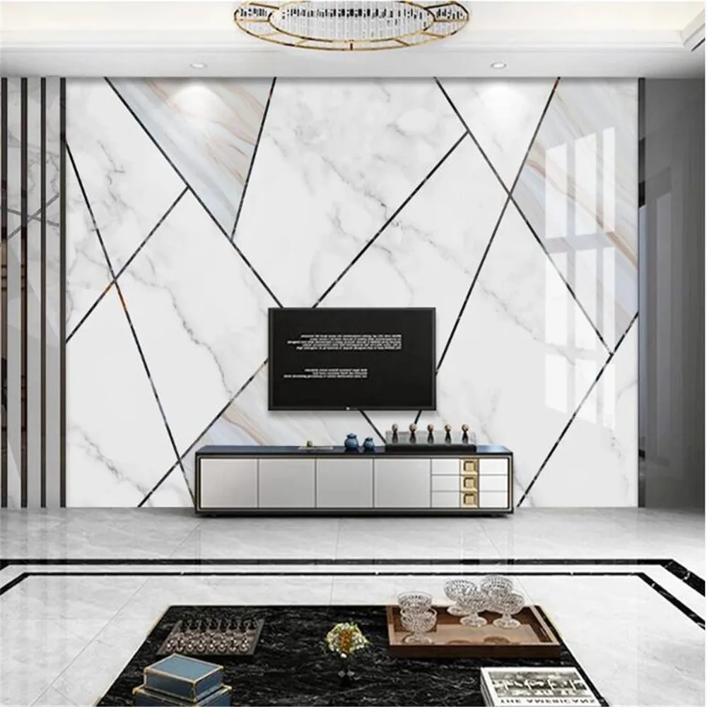 

Milofi пользовательские большие обои современные минималистичные скандинавские абстрактные геометрические мраморные узоры настенная ТВ фон