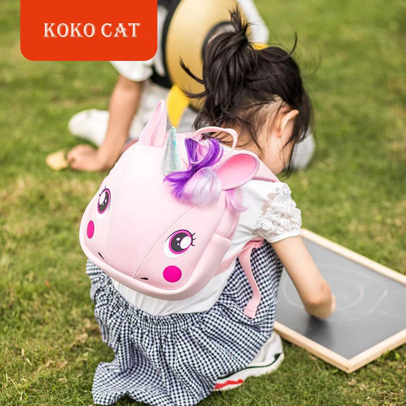 School Bag 3D Cartoon Animal Unicorn Neoprene Boy Student Kid Kindergarten Orthopedic Satchel for Girl Children Mochila Backpack