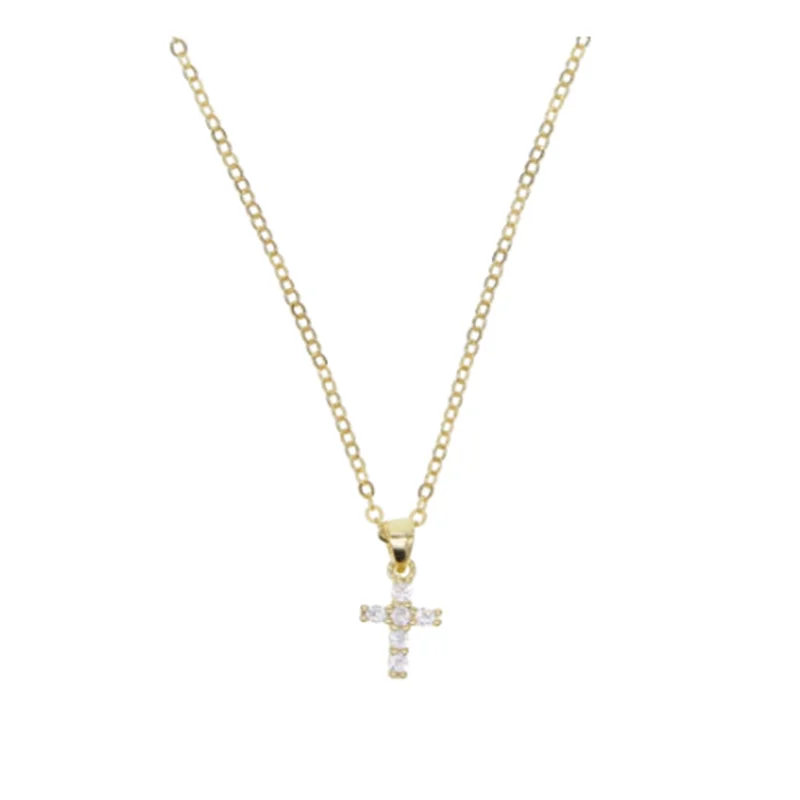 

2021 High Quality Silver Plated Pav AAAA Cz Small and Cute Cross Pendant Necklace Women's Girls Mini Charm Bijoux Jewelry