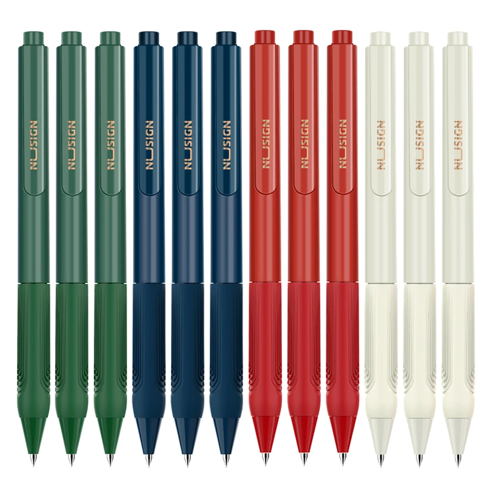 

Nusign 12Pcs Gel Pens 0.5mm Signing Pen Press Type Ballpoint Pens Bullet Pen School Office Writing Supplies Student Stationery