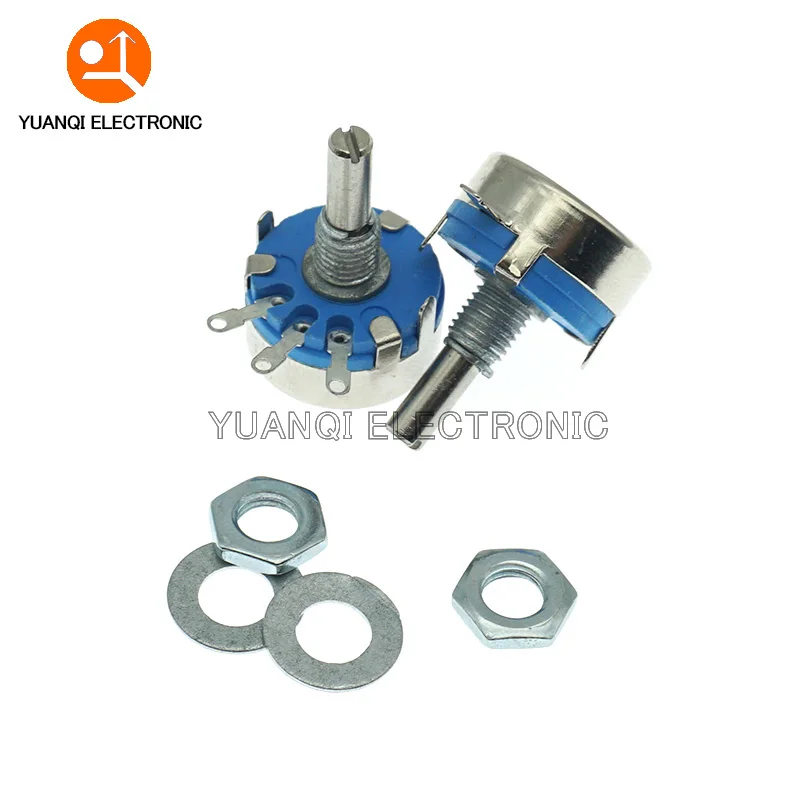 

2pcs WH5-1A 10k ohm 3-Terminals Round Shaft Rotary Taper Carbon Potentiometer