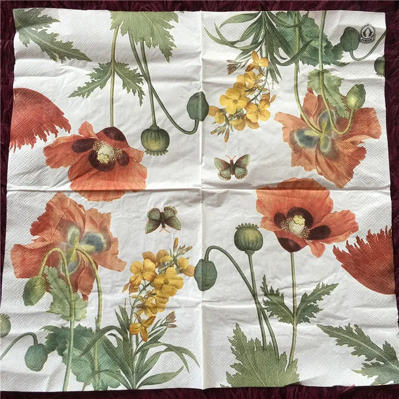 Бумажные салфетки для декупажа элегантное тканевое винтажное полотенце цветок