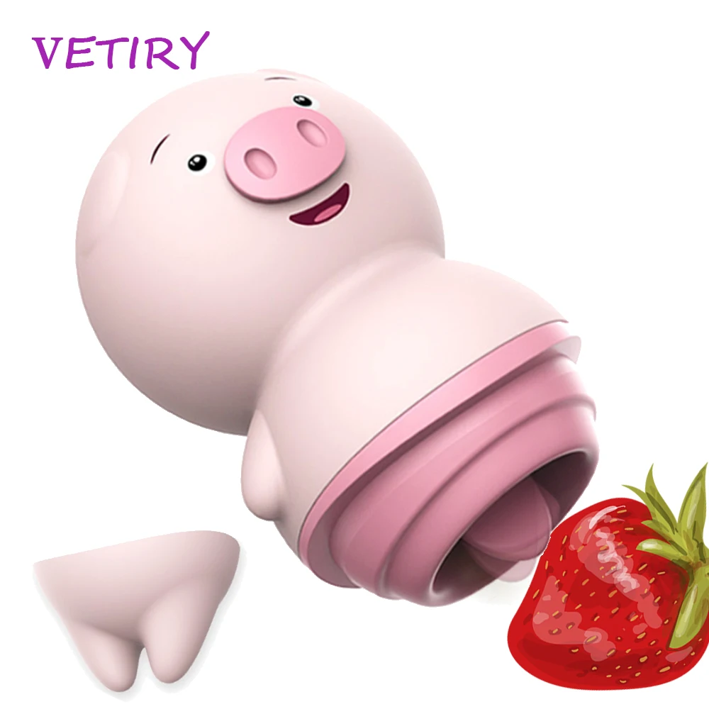 Вибратор VETIRY с милой Свинкой лизание языка вибратор интимные игрушки для женщин
