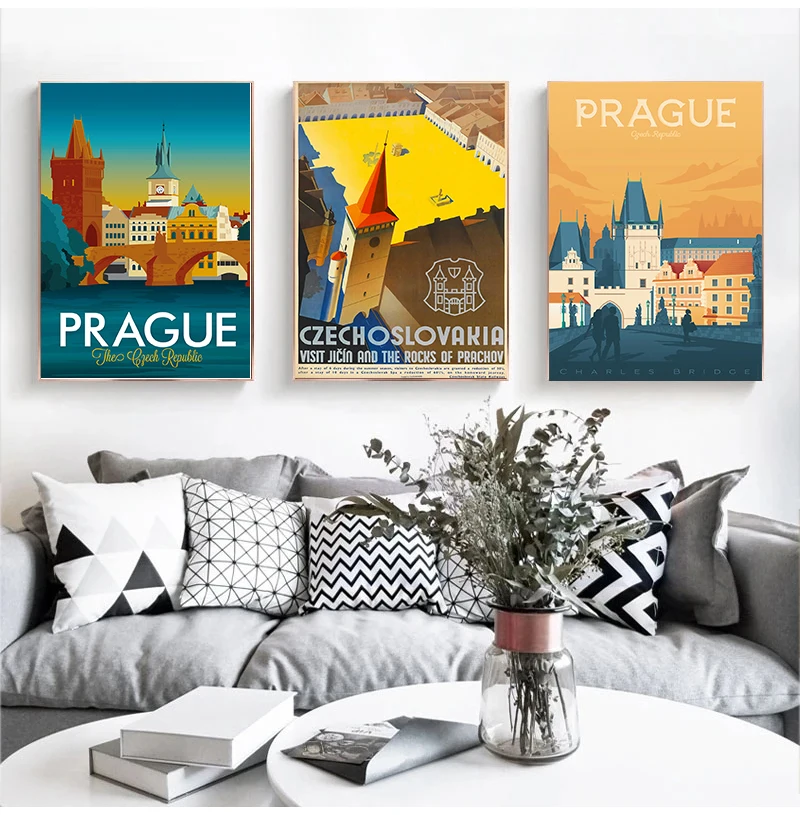 Винтажные дорожные настенные постеры из крафт-бумаги с покрытием наклейки