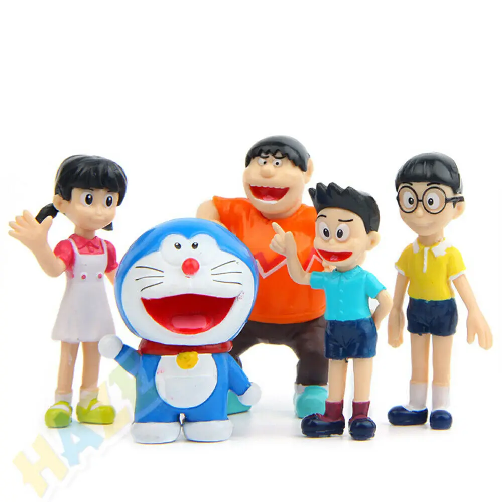 

5pcs/set Doraemon Nobita Nobi Family PVC Action Figure Doll DIY Cake Decor Kids Toys Anime Figure Toys Doll No Box