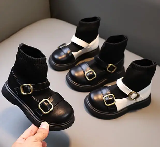 

Детские ботинки со шнуровкой, Осень-зима 2021, новая модная уличная теплая хлопковая обувь для девочек, От 4 до 15 лет, Нескользящие ботинки для ...