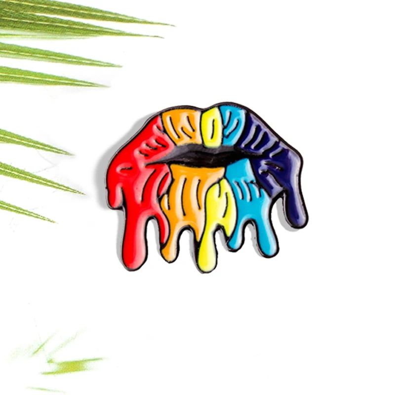 Радуга губы ювелирные изделиям из эмали конфеты плавления и закрытым носком