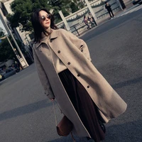 single breasted turn down collar coat and jacket england style sashes women long cashmer coat loose solid womens woolen jacket