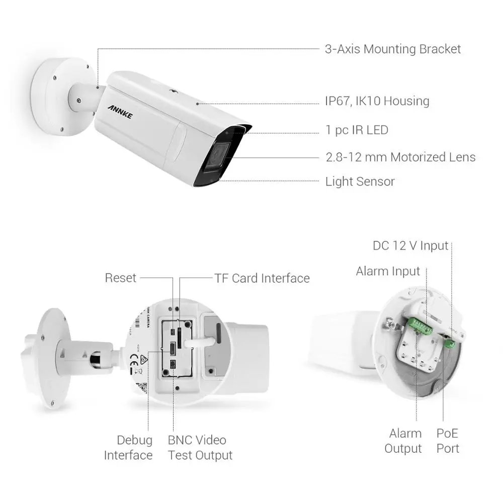 

ANNKE 12MP PoE IP Security Camera 4X Optical Zoom IP67 Outdoor IP67 Waterproof 164 ft Starlight Night Vision Surveillance Camera