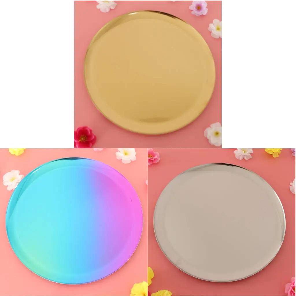 

Premium Stainless Steel Round Tray Jewelry Table Organizer Plate 28cm/11''